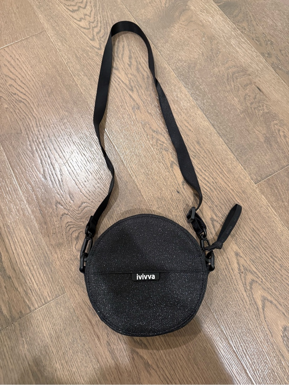 ivivva Glittery Black Round Crossbody and belt Bag